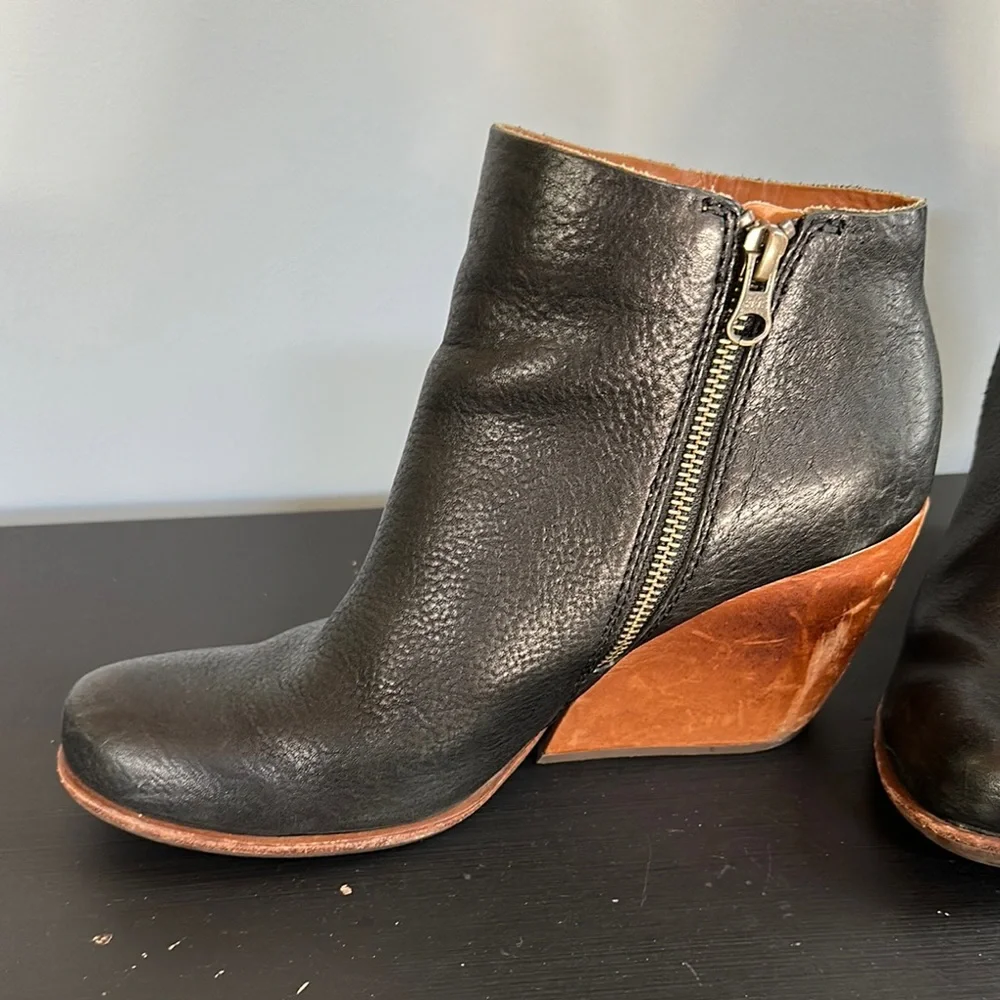 Stylish Black and Brown Wedge Ankle Boots